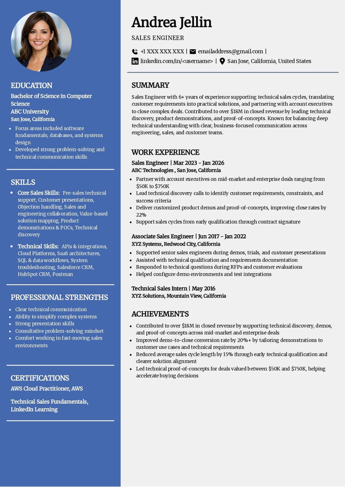 Sales Engineer Resume Example