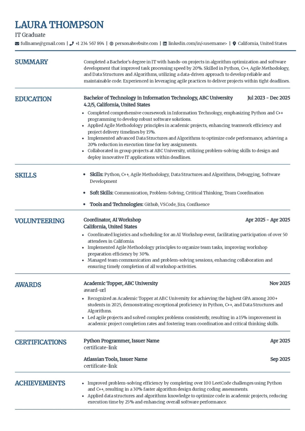 Technology-Focused High School Student Resume Template